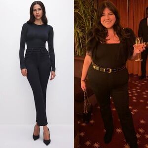 Good American Pull On Black Straight Pants